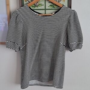 Anthropologie Striped Puff Sleeve Top